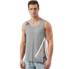 Unisex Post Shoulder Surgery Tank Tops, Side Snap Access Tear Way Sleeveless Shirts, Recovery Tear Away T-Shirt (Large, Grey)