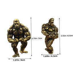 ABOOFAN 2pcs Vintage Copper Gorilla Figurines Antique Animal Statues for Home and Office Decor Intricately Detailed Miniature Copper Sculptures for Entryways Living Rooms and Desktops
