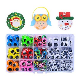 512PCS 6mm-20mm Wiggle Eyes Self-Adhesive for Craft Stickers, Black and Colorful Googly Eyes for DIY Scrapbooking