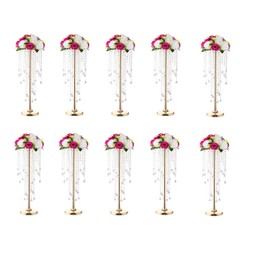10pcs Crystal Centerpieces for Tables Gold Flower Stand for Wedding Party Centerpiece Decoration Home Decor