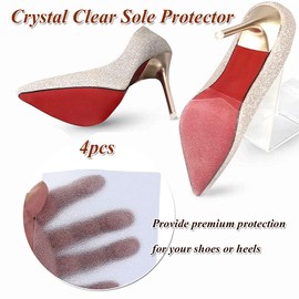 Sole Sticker, Crystal Clear Shoe Protector, Self-Adhesive Sole Cover Shoe Grip for Ladies Heels, Red Bottom Heels, Resistant Self-Stick Pads (4pcs), (Clear)