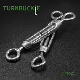 Jamiikury 3PCS M4 Eye & Eye Turnbuckle 304 Stainless Steel Turnbuckle Wire Rope Tension Heavy Duty Turnbuckles for Cable Railing Wire Rope Hardware Kit (M4, Eye & Eye)