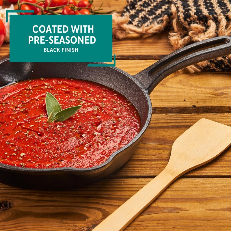 MIRRO 12in Cast Iron Preseasoned Skillet with Helper Handle