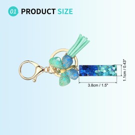 SUIKIHUM Initial Letter Keychains, (1.5"x0.43" Mini Letter Butterfly KeyChain) Resin Tassel Pendant Cute Car Keychain for Wallet Handbags Backpack, Blue (I)