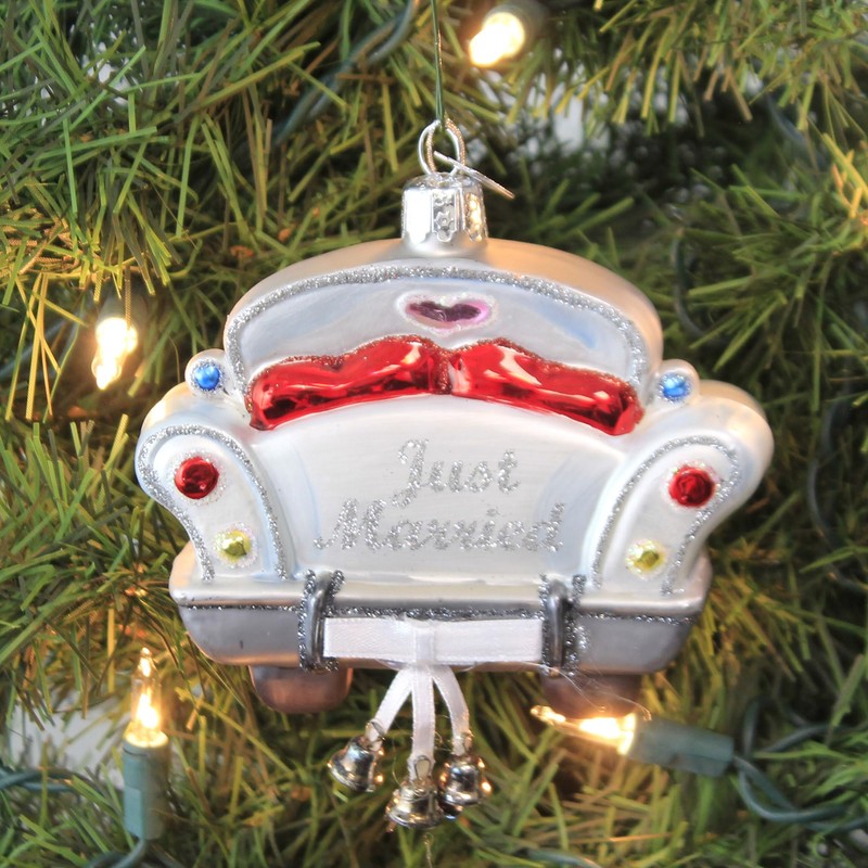 Kurt Adler NB1540 Noble Gems Just Married Car Ornament, 4-inch