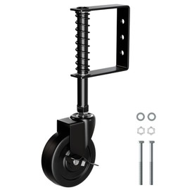 EVCUHASL 4" Spring Loaded Gate Caster Wheel with Side Brake, Heavy Duty Gate Wheels with 360° Swivel for Outdoor Wooden Gates, Fence Gates and Metal Tube Gate, 220 Lbs Capacity, Black, 1 Pack