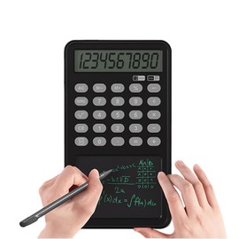 Calculator with Notepad, 12 Digit LCD Display Desktop Calculator with Memo Lock Function, Portable Calculator with Mute Function for Students and Teachers Office (Black)