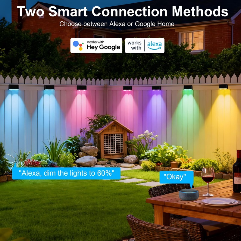 KIALUSH Outdoor Deck Lights, 24 Lights Smart Fence Lights Compatible