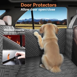 Wexyldra Dog Car Seat Cover for Back Seat- Heavy Duty Waterproof- Hard Bottom Backseat Extender Fits Sedan SUV & Small Truck, Full Coverage for Doors, Rear Seats & Front Headrests