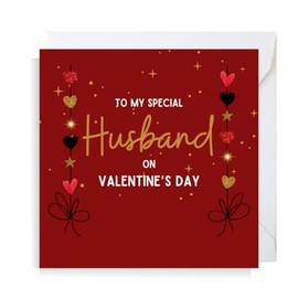 Second Ave Husband Red Heart Square Valentine's Day Greetings Card
