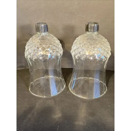 Homco 2 HOMCO Clear Glass Diamond Peg Votives w/ Grommets Panel Flare Candle Holders