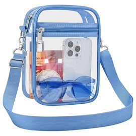 Clear Crossbody Bag Stadium Approved,Transparent Messenger Shoulder Bag for Concert, Beach, Travel &Sporting:_Skyblue