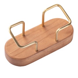 muso wood Business Card Holder Wooden Business Card Stand Made of Cherry Wood and Brass Business Card Storage for Office, Shop, Exhibition Stand, Desk