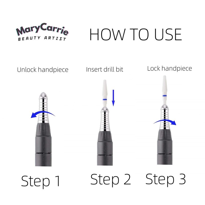 MaryCarrie Efile Nail Drill Bits Ceramic Small Cone Shape Bits,