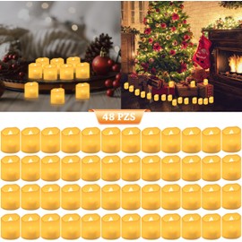 Nasjac Velas LED Sin llama, 24/48 Luces Impermeables Velas Eléctricas Luz de Té de Decoración Mexica, Iluminación Candelita Efecto Llama de Interiore Exteriore, Regalo Para Navidad/Año Nuevo/Bodas