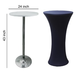 TC LUDUAN 2 Pack 24x43 Inch Navy Blue Spandex Cocktail Table Cloth Fitted Round Cocktail Table Stretch Highboy Cocktail Table Covers for Banquet Outdoor Party Wedding Bar Round Bottom Navy Blue