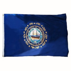 New Hampshire 1776 State Valley Forge Indoor Outdoor Dyed Nylon Flag Grommets 5' X 8'
