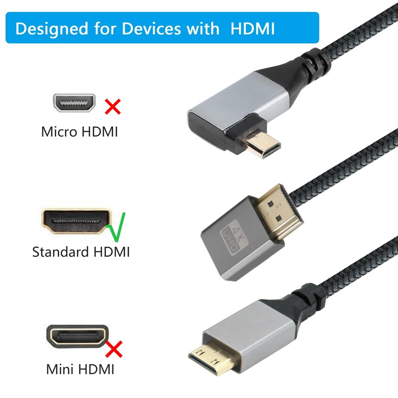 RIIEYOCA 90 Degree Up&Down Angle UHD 4K HDMI to HDMI
