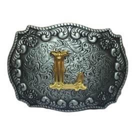 COOLLA Belt Buckle for Men- Initial Letters ABCDEFG to Z Western Rodeo Texas Cowboy Large Belt Buckles, L, 9 cm