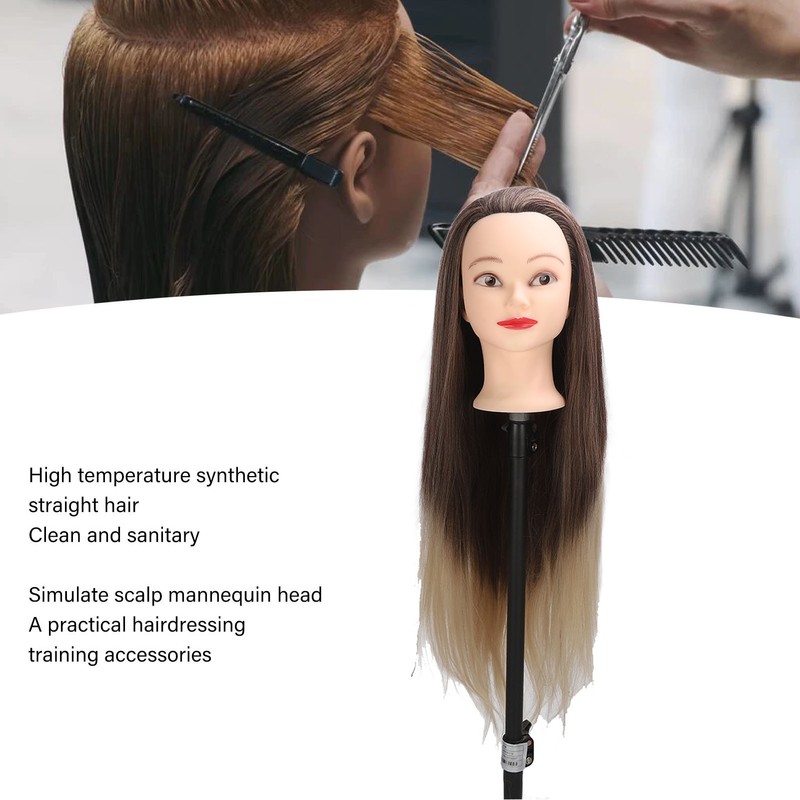 Training Head Long Soft Hair Hairdressing Styling Mannequin Head Hat