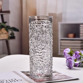 GIDARY 10-Inch Large Vase,Thick Weighted Clear Cylinder Glass Vases for Tables Centerpieces Vase, for Home Decor Flower Vase