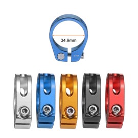 HARFINGTON Bike Seat Post Clamp 34.9mm Bike Clip Aluminum Alloy Bicycle Locking Seat Post Ring with M4 Hex Screw for 30.4 to 31.6mm Bicycle Mountain Bike Road Bike Post Tube, Blue