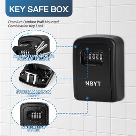 NBYT Portable Combination Lock keybox, Wall Mount,For House Keys Key Hiders to Hide a Key Outside,Waterproof Key Safe Storage Lock Box