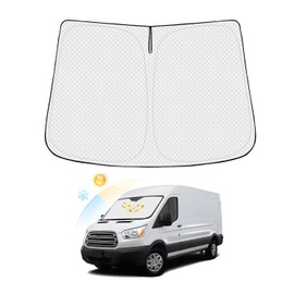 Canvcle - Parasol para parabrisas para Ford Transit Wagon XL Wagon XLT 2015-2024, 2025, accesorios gruesos plegables para ventana frontal, protector de visera para el sol, bloqueo de los rayos UV,