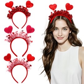 Beaupretty 3pcs Valentines Day Headbands Heart Headbands for Women Valentine Hair Headpieces Valentines Day Accessories for Party Wedding