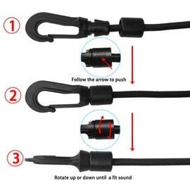 1/4" X 50' Elastic Bungee Shock Cord Kayak Stretch String Rope with Bungee Shock Cord Hook Suitable for Boat Camping Accessories, Exercise, Fitness and Outdoor Enthusiasts (50 Feet Rope + 20 Hooks)