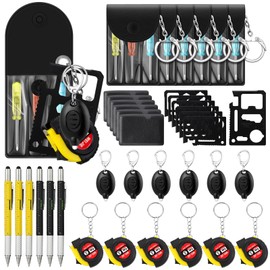 Saysurey 30 Pcs Mini Tape Screwdriver Keychain Set Christmas Men Gifts Bulk Adult Party Favor Multitool Pen Card Tool LED Light Keychain