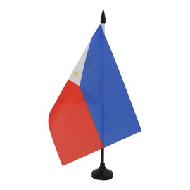 Philippines Table Flag 5'' x 8'' - Filipino Desk Flag 21 x 14 cm - Black plastic stick and base - Drapeau Philippines AZ FLAG