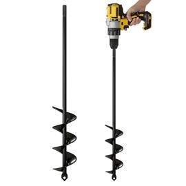 K-Brands Auger Drill Bit for Planting – 1.8 x 14.6 Inch - Garden Spiral Hole and Bulb Planter Tool for Umbrella Holes - 3/8 Inch Hex Drive