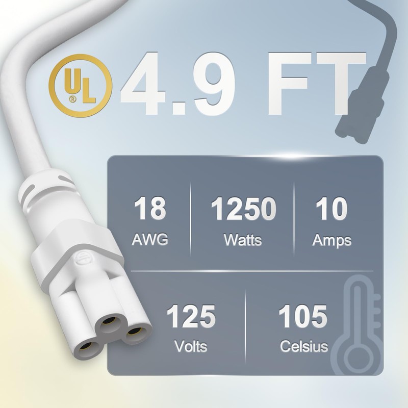 DiCUNO T5 T8 Tube Light Extension Cords 4.9FT, Female to
