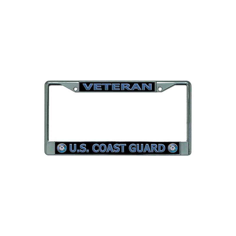 U.S. Coast Guard Veteran Chrome License Plate Frame