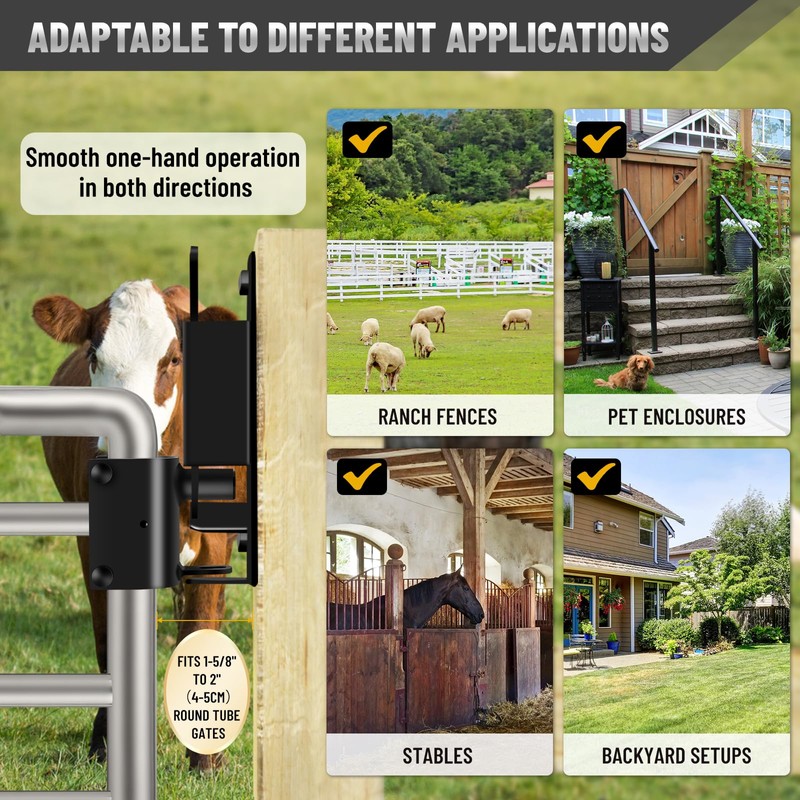 2 Pcs Farm Gate Latch, Heavy Duty 2 Way Gate