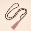 COAI Hamsa Hand Charm Black Veins Rhodonite Hand Knotted Tassel