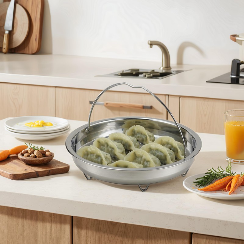 EIKS Stainless Steel Mesh Steamer Basket with Easy Lift Handle