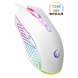 Rampage 7D Makrolu Beyaz Gaming Oyuncu Mouse - Full RGB 7200DPI - Drag Click Desteği - Hızlı - Ergonomik - 24 Ay Garanti - 20g/s - 60 inç/s IPS - 125Hz - 135g - SMX-G68 SPEAR