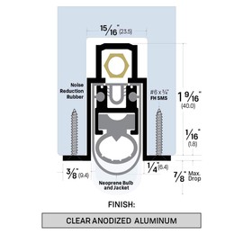 Fire Rated/Concealed Automatic Door Bottom with Double Jacket Solid Rubber Extrusion, Heavy Duty (7963CA), SMS #6 x 1/2'' Supplied, (36'' L x 1-9/16'' L x 15/16'' W)