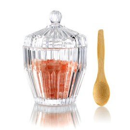ZEERSHEE 5 Oz Clear Glass Salt Cellar with Lid for Sea Salt Sugar Spices and Candies, Dishwasher Safe