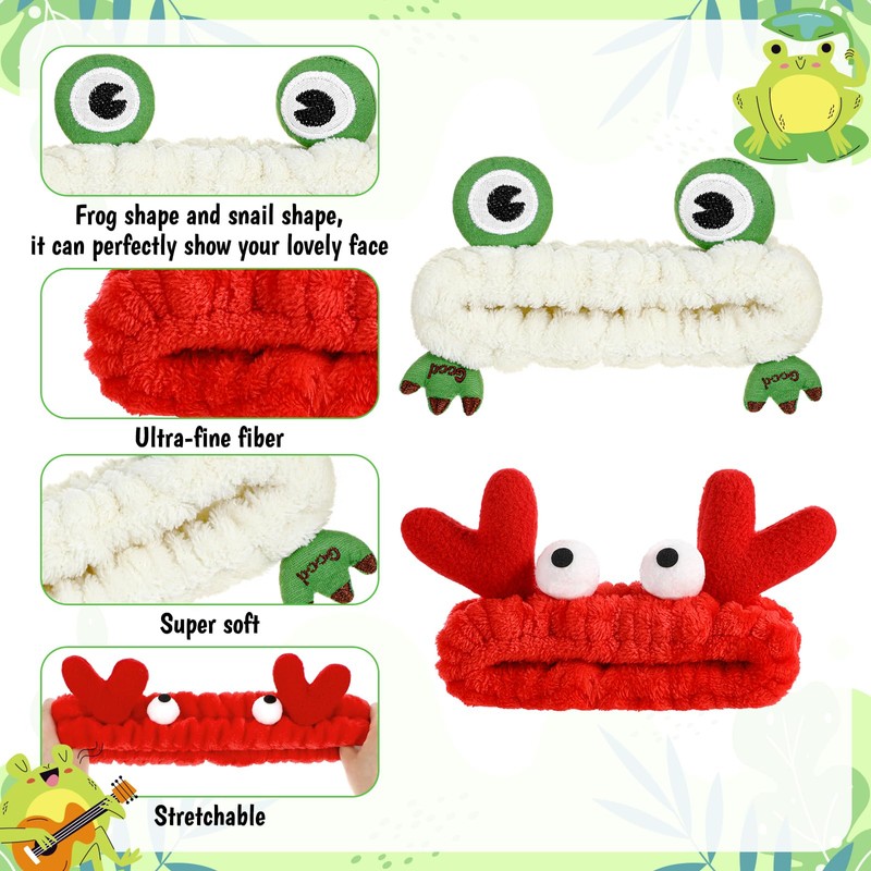 2 Stück Cartoon Haarband,Saugfähiges Make-up Stirnband mit Elastisches,Korallen-Samt Spa-Stirnband für,Baden,Gesichtsreinigung