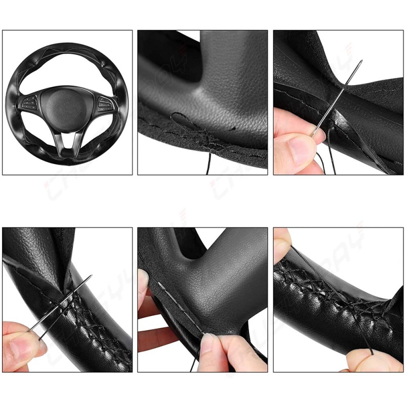 CHUSYYRAY 15" Steering Wheel Cover Genuine Leather for Chevy Suburban