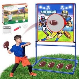 VATOS Football Toss Target Games with 4 Inflatable Footballs - Indoor/Outdoor, Height-Adjustable, Best Gift for Kids, Birthday Gifts