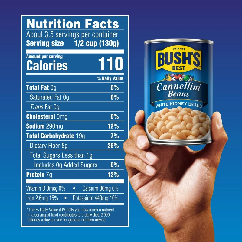 Bush's Best, Cannellini Beans White Kidney Beans, 15.5 Ounce
