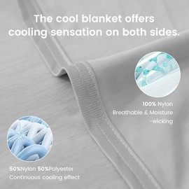 VIPBED Cooling Blanket for Hot Sleepers, Q-Max > 0.5 Cold Blanket for Couch Bed Sofa, Lightweight Breathable Throw Blanket for All Seasons, Absorbs Heat to Keep Cool - Grey, 50" x 70"