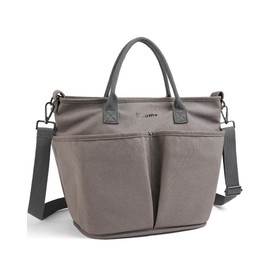 Bluome Tote Bag for Women Large Laptop Tote Canvas Nurse Bag Hobo Bag Foldable Gym Bag Top Handle Handbag for Travel,Work,Grey