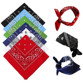 Head Scarf for Men and Women, Pack of 6, Cotton Paisley Neckerchief, Head Scarf, Square Neck Scarf, Bandana Scarf for Motorcycle Biker - Also as Handkerchief