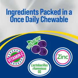 Culturelle Kids Immune Defense, Probiotic + Elderberry, Vitamin C and Zinc, Immune Support for Kids, Mixed Berry Chewables, 30 count