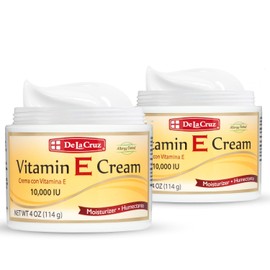 De La Cruz Crema hidratante de vitamina E para rostro y cuello, cuidado de la piel hidratante para todo tipo de piel, fabricado en Estados Unidos, 4 onzas (paquete de 2)